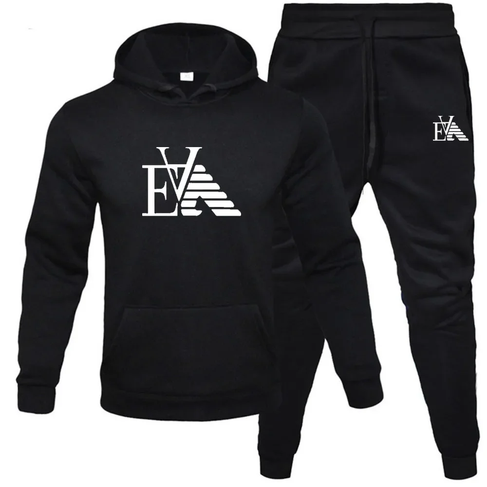 

A two-piece set of cross-border men's hooded sweatshirt and trousers, winter fleece and thickened warm hooded casual suit