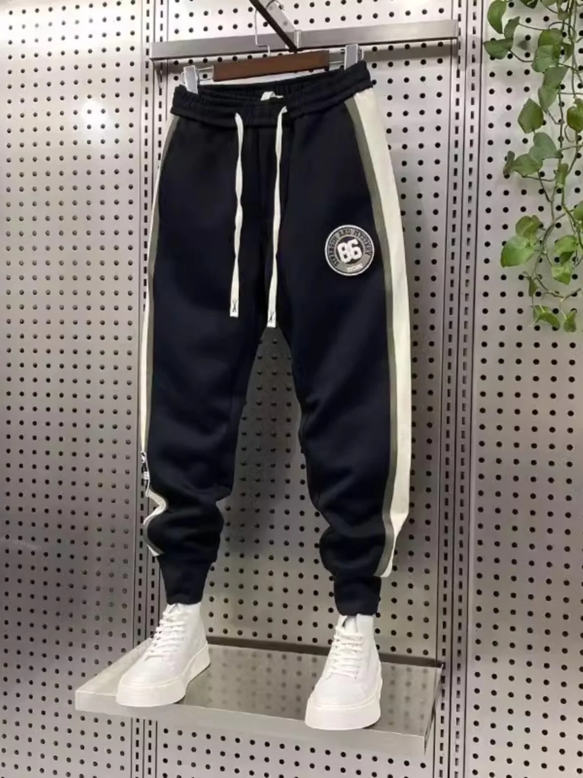 

Large Size Men's Sport Pants Striped Patchwork Trousers Harlan Casual Pants Spring Summer Embroidery Loose Fit Youth Sle
