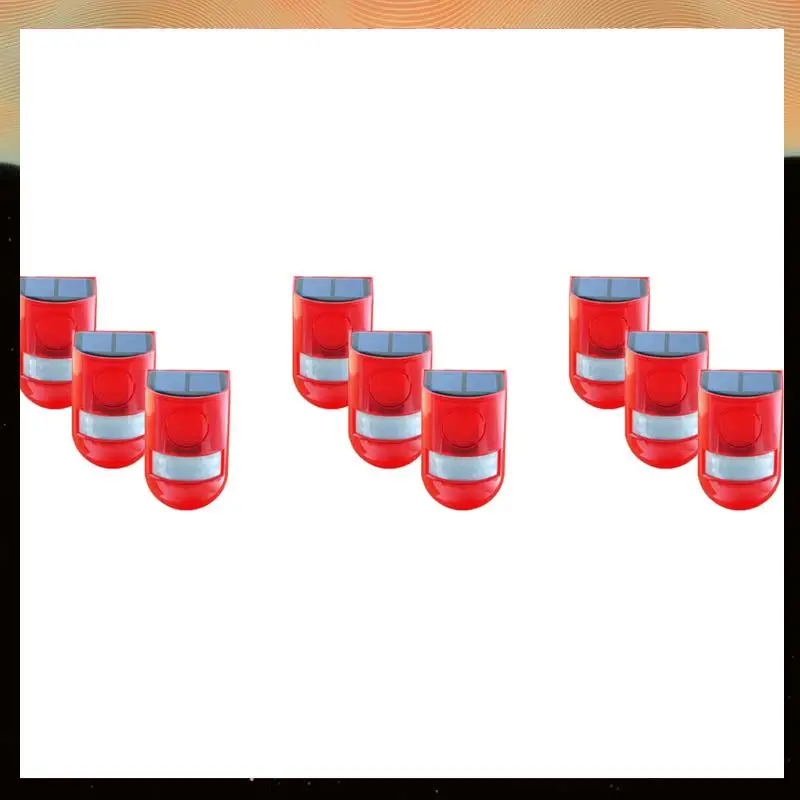 

9 Pack Solar Strobe Light With Motion Sensor Alarm 129DB Sound Security Siren IP65 Waterproof For Villa Farm Yard Garden-Y05A