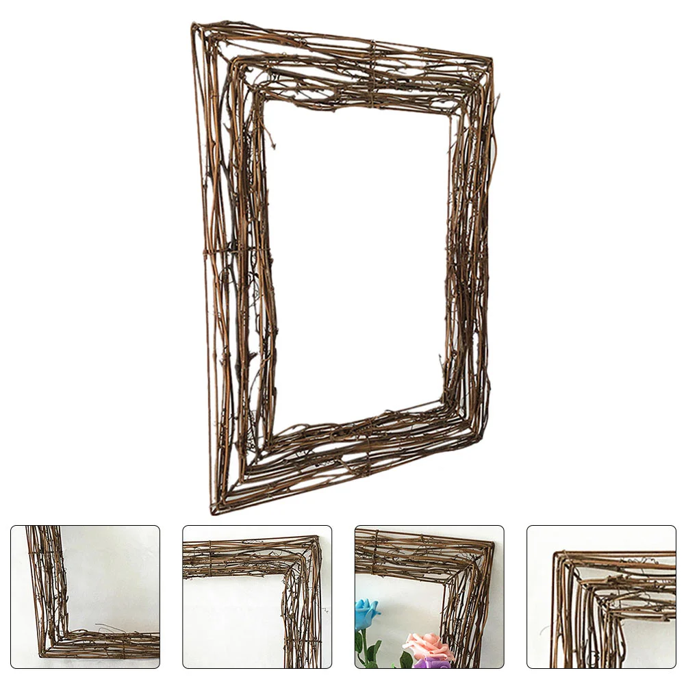 

Rattan Natural Wreath Floral Decor Base Flower Vine Branch Ornament Twig Square Vines