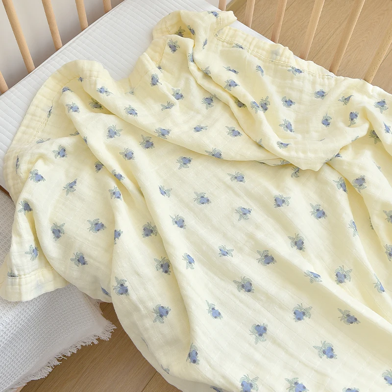 Ciliegia limone mirtillo floreale mussola di cotone coperta fasciatoio per ragazzi ragazze neonato ricezione coperta trapunta pisolino infantile