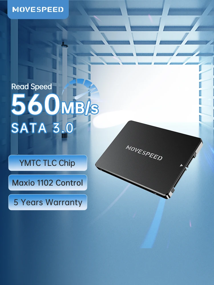 MOVESPEED SATA 3.0 SSD 내장 솔리드 스테이트 드라이브, TLC 칩, 2.5 인치 SSD SATA III 드라이브, 데스크탑 노트북용, 560 MB/s 