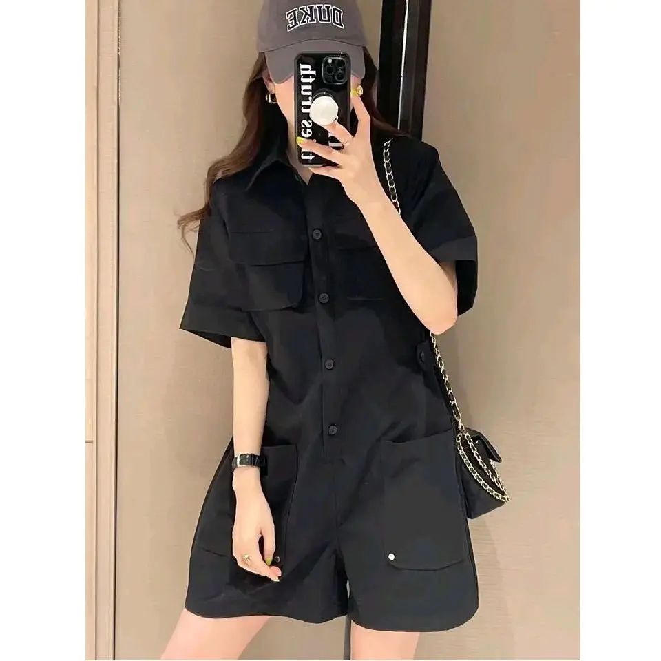 カジュアル ルーズ 通勤 ジャンプスーツ レディース ワークウェア パンツ ハイウエスト ストレートレッグ ポリエステル繊維 快適 ファッション性 抗老化