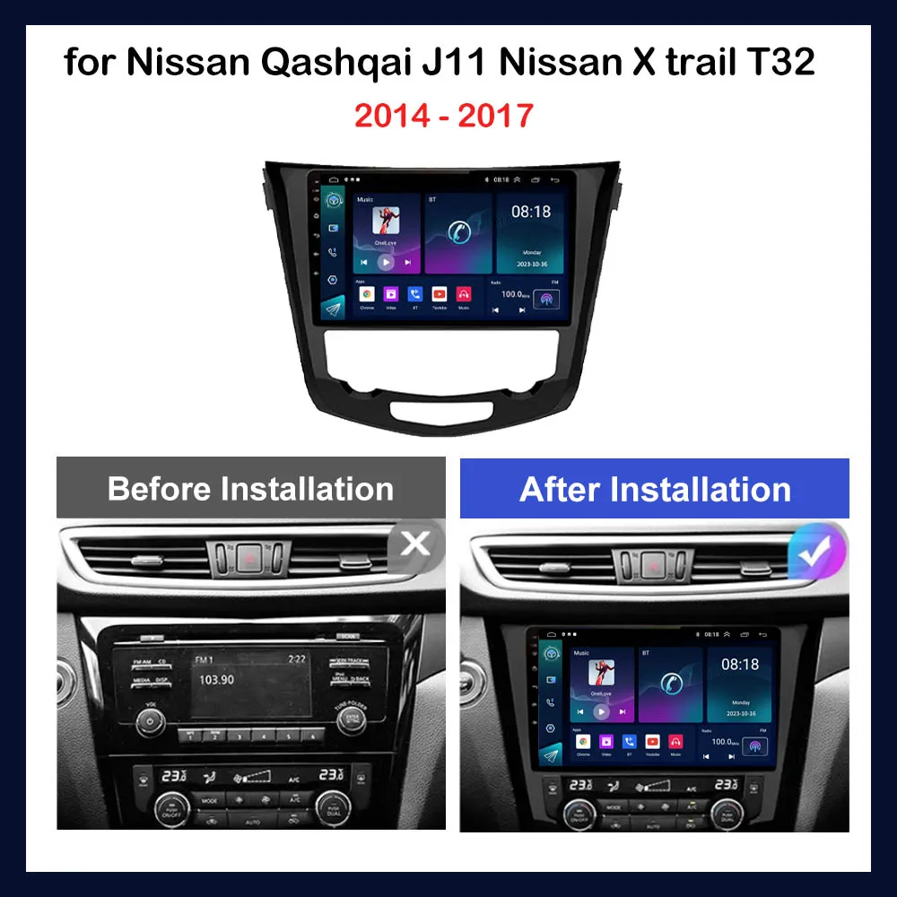 Android 13 Car Radio Multimedia Video Player For Nissan Qashqai J11 Nissan X trail T32 2014-2017 GPS Navigation Carplay  Stereo