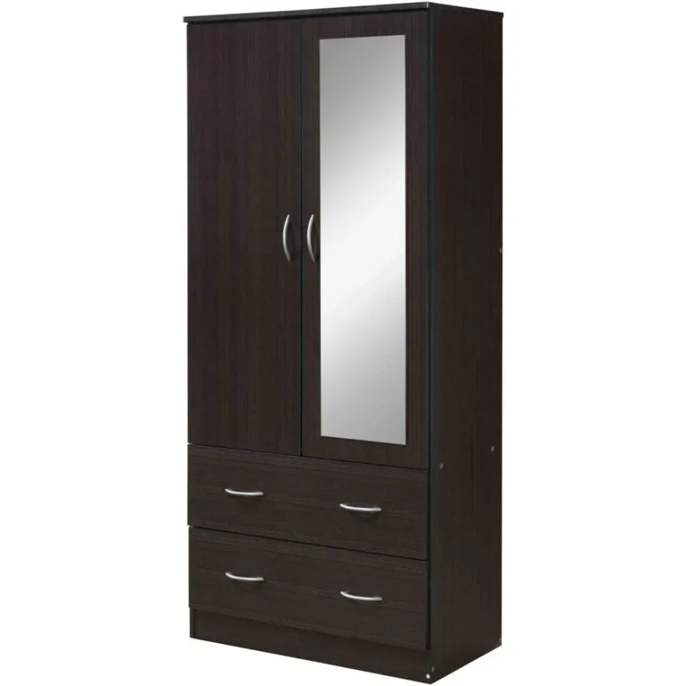 

Wood Wardrobe Bedroom Closet Closet 2 Door With Clothing Rod Inside Cabinet Wardrobes Home Furniture