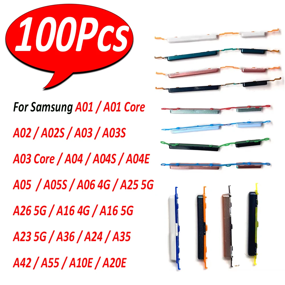 100Pcs，For Samsung A04 A04S A04E A05 A05S A06 4G A25 A26 A16 A23 5G A36 A24 A35 A42 A55 A10E A20E Power Volume Side Button Key