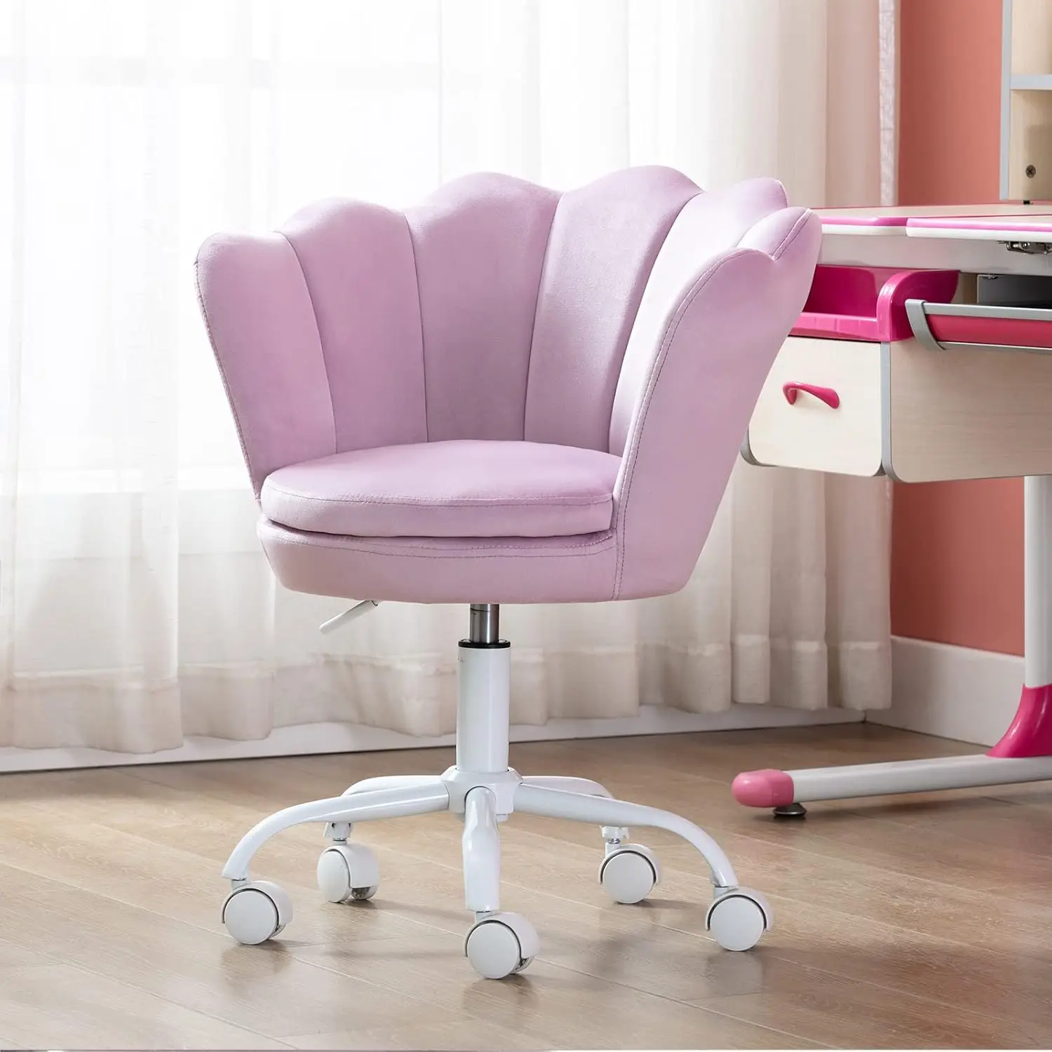 Cute Kids' Desk Chair Adjustable Study Armchair Swivel Rolling Chair for Teen Girls Boys/Bedroom/Children Gift(Light Purple)