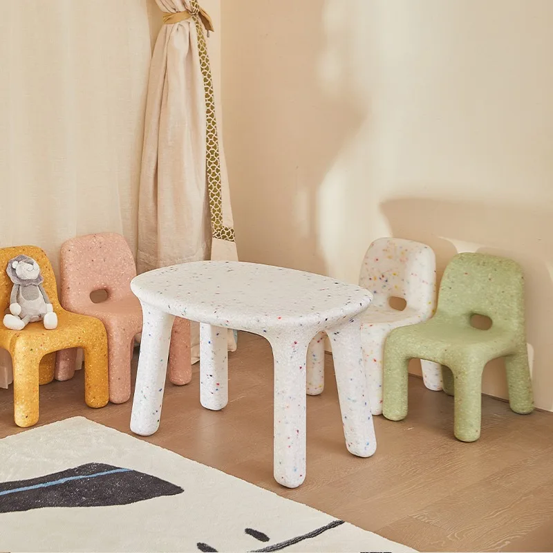 Study Table And Chairs Set Backrest Cute Low Stool Small  Outdoor Plastic Strong Durable Table Furniture Set