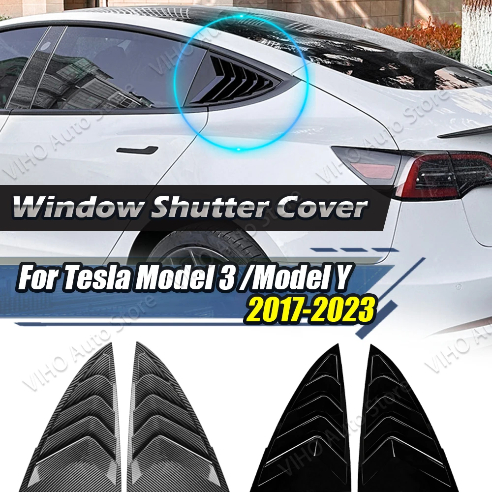 

Для Tesla Model 3 2017-2023 / Model Y 2020-2024 + Автомобильные задние жалюзи, боковая крышка затвора, отделка, наклейка на вентиляционное отверстие, ковш из АБС