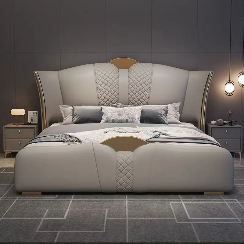 ¡Novedad! Juego de Muebles Clásico y Moderno para Dormitorio Principal o Queen, Estilo Italiano, Económico, de 1 Recámara, Cama King Size de Cuero con Mesitas de Noche