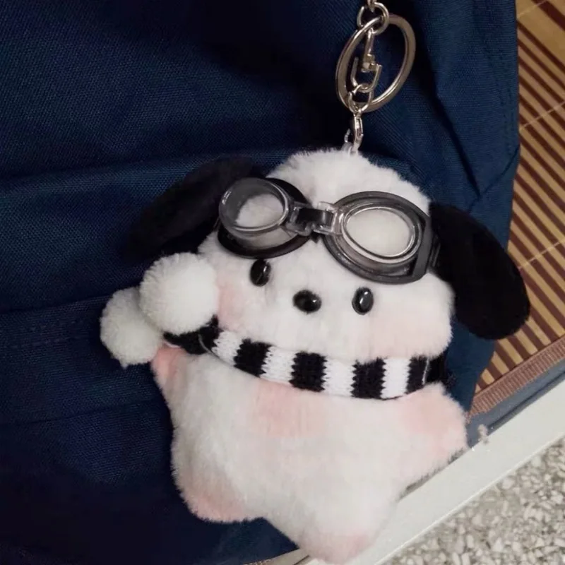 Kawaii Sanurgente Pilot Pochacco Plushie Keychain, Rule Style Bag, Face Plush Butter, Cartable, Puppy Pendant, Children Gift