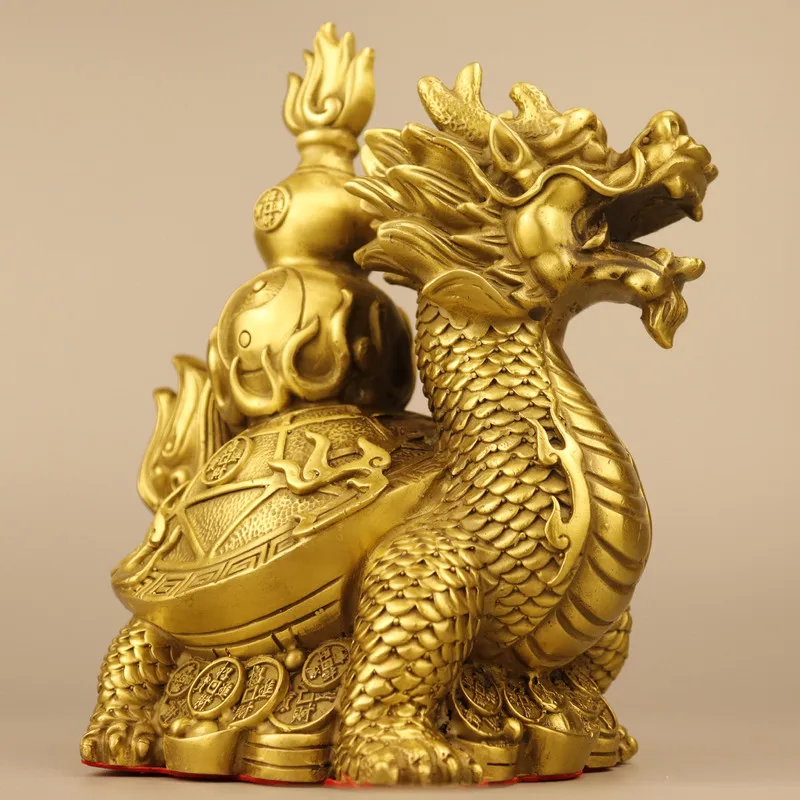 , Eight Trigrams Fortune and Prosperity Dragon Turtle, Bronze Craft Ornament