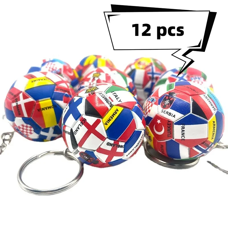 12 pcs New World Flag Football Keychain Country Soccer Club Fans Keyring Car Key Chains Souvenir Bag Pendant Accessories Gifts