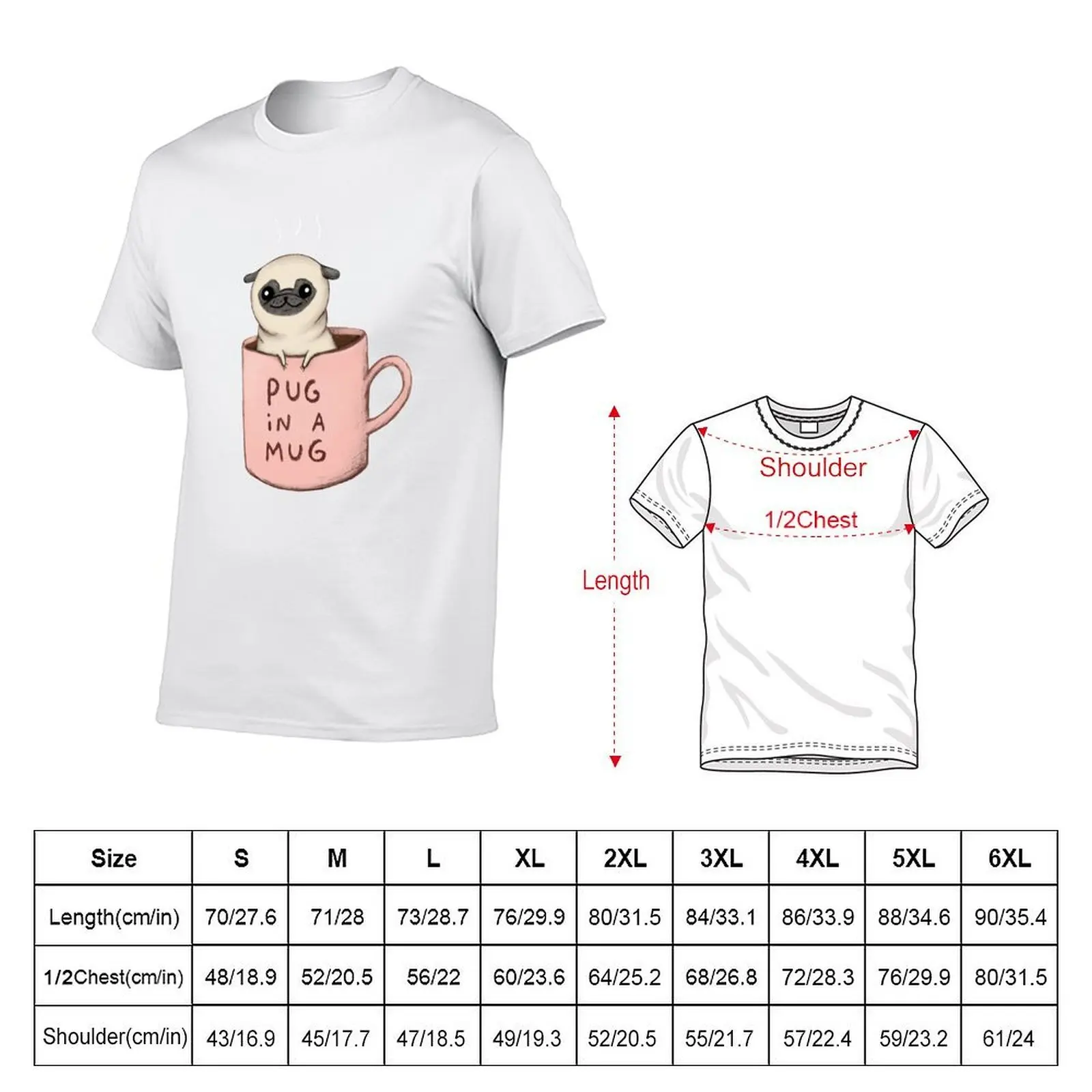 Pug in a Mug T-Shirt shirts graphic tee sports fans t shirts for men cotton
