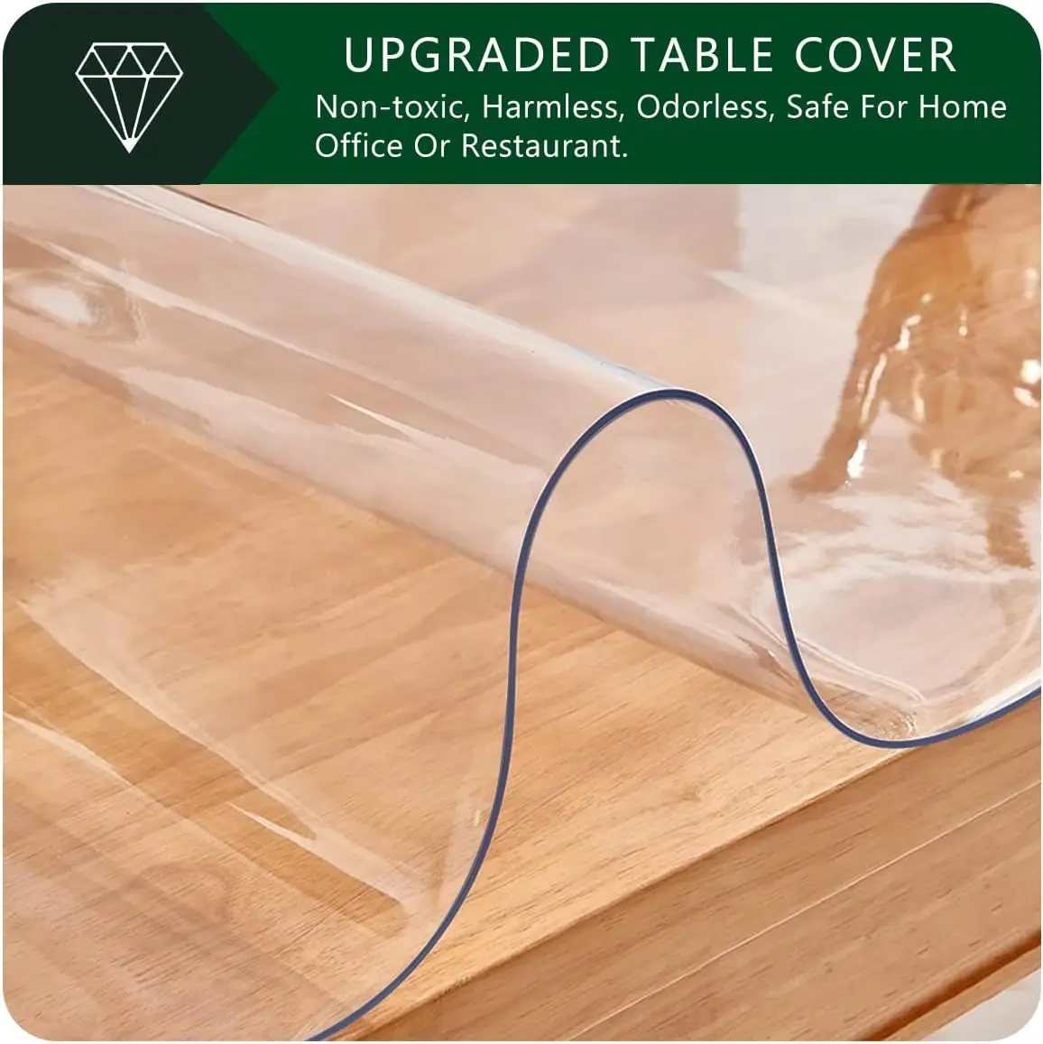 

42X60 Inches Clear Table Cover Protector 1.5Mm Thick Plastic Tablecloth Pvc Vinyl Desk Pad Mat Waterproof Furniture Table Top