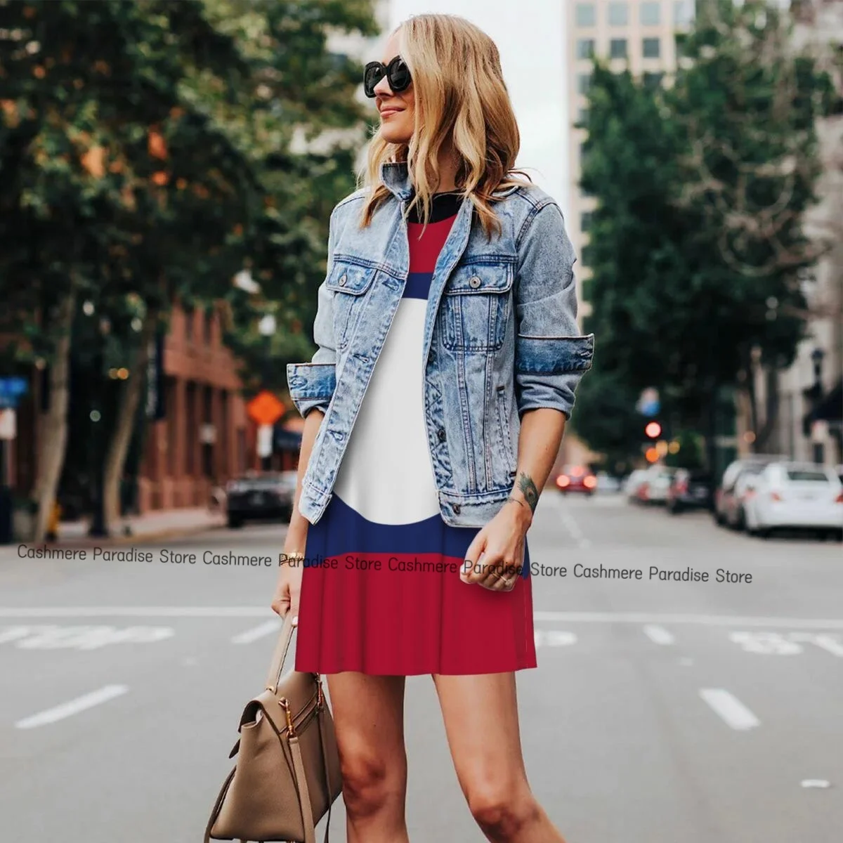 Women's Dress Laos Flag Summer Casual T Shirt Dresses Beach Cover up Tank Dress