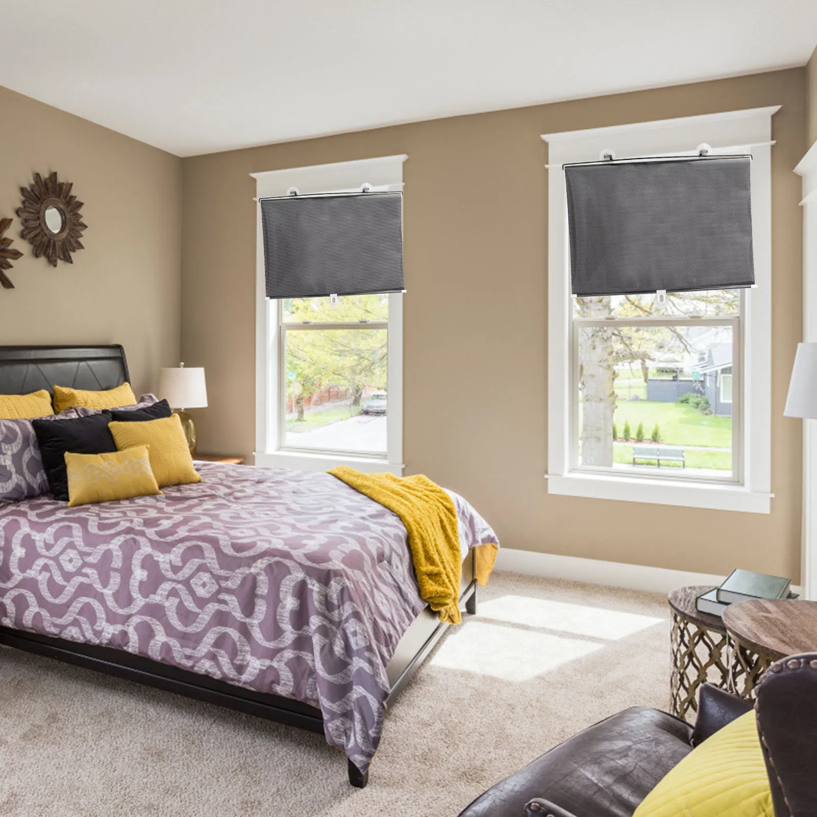 

Balcony Suction Cup Sunshade Curtain Black Mesh Dot Temporary Blinds Portable Lightweight Privacy Shade Easy Adjust