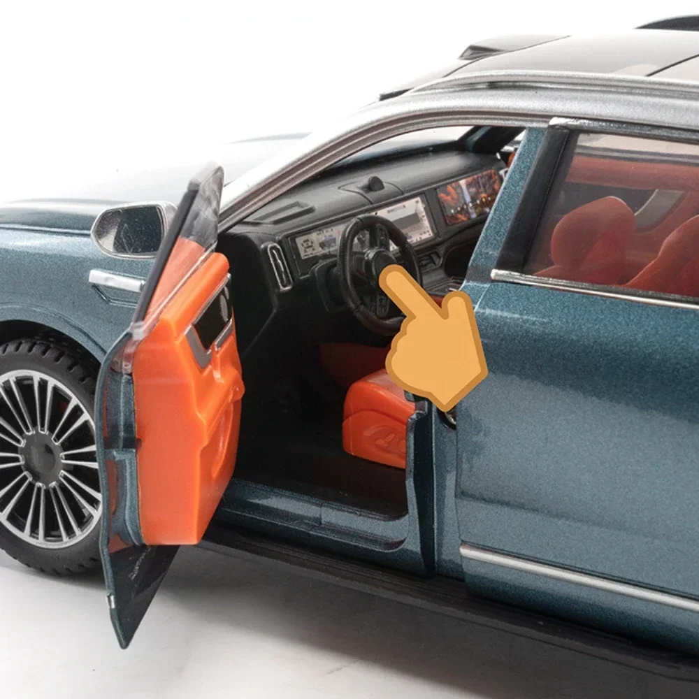 AITO M9 – modèle de voiture en alliage moulé sous pression 1:24, jouets, pneus en caoutchouc, véhicules avec musique légère, SUV, cadeau d'anniversaire pour garçons