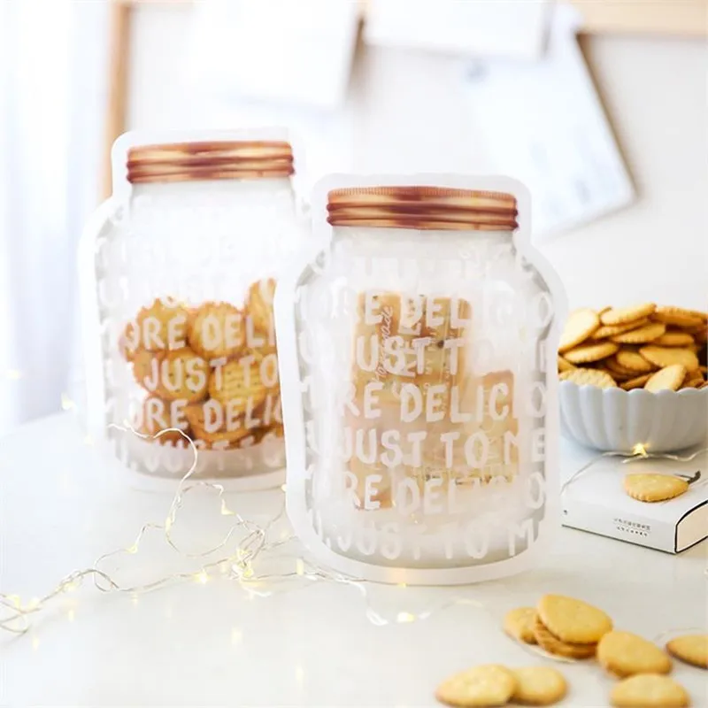 50 pieces Transparent English jar self-sealing Bag Cookie Cranberry roll biscuit snowflake crisp biscuit bag Candy Bag