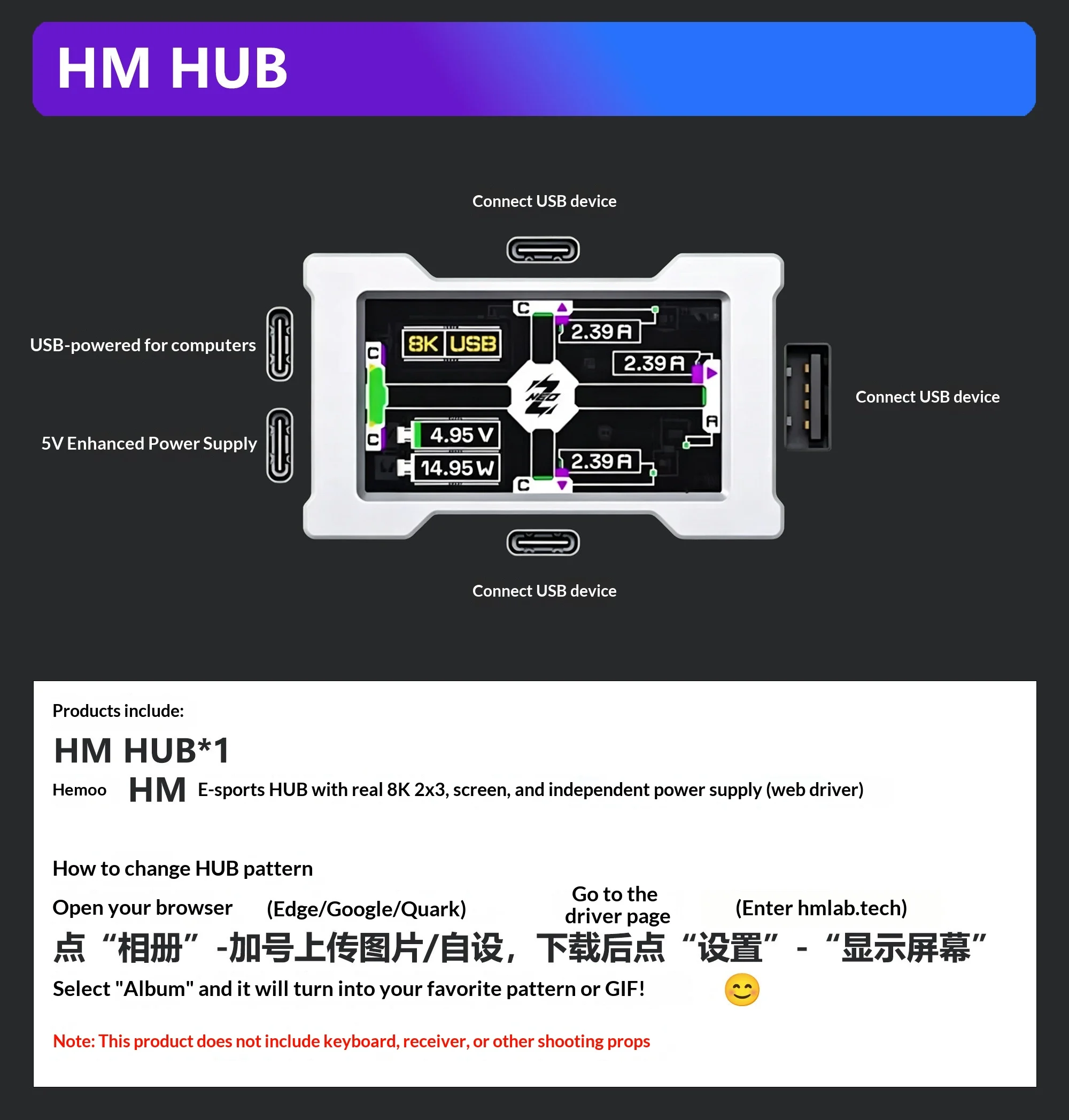 UNKNOWN HM HUB Luminous keyboard cable Supports magnetic switch 8K Docking Station for Gaming Keyboard PC Computer Accessories view 6
