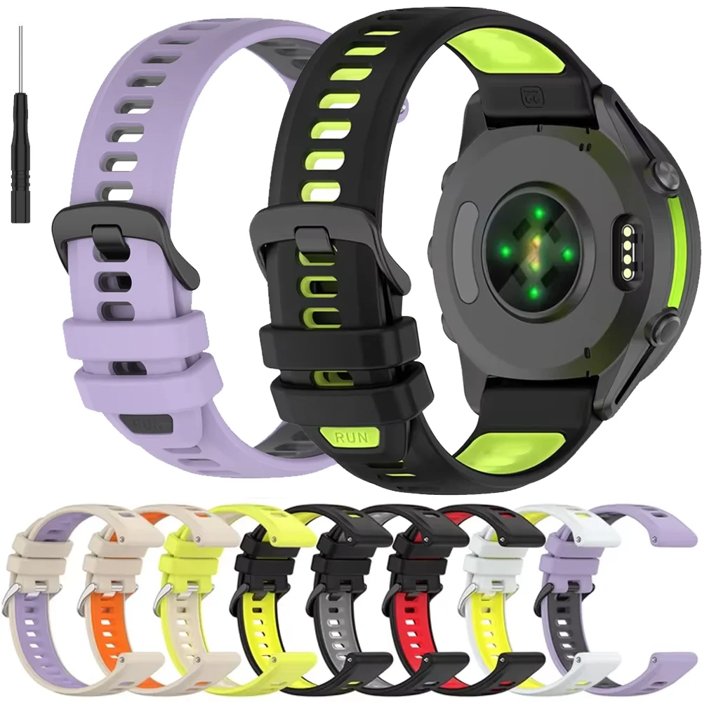 

Спортивный официальный силиконовый ремешок для Garmin Forerunner 970 955 945 935 745, двухцветный удобный браслет Forerunner 965, браслет