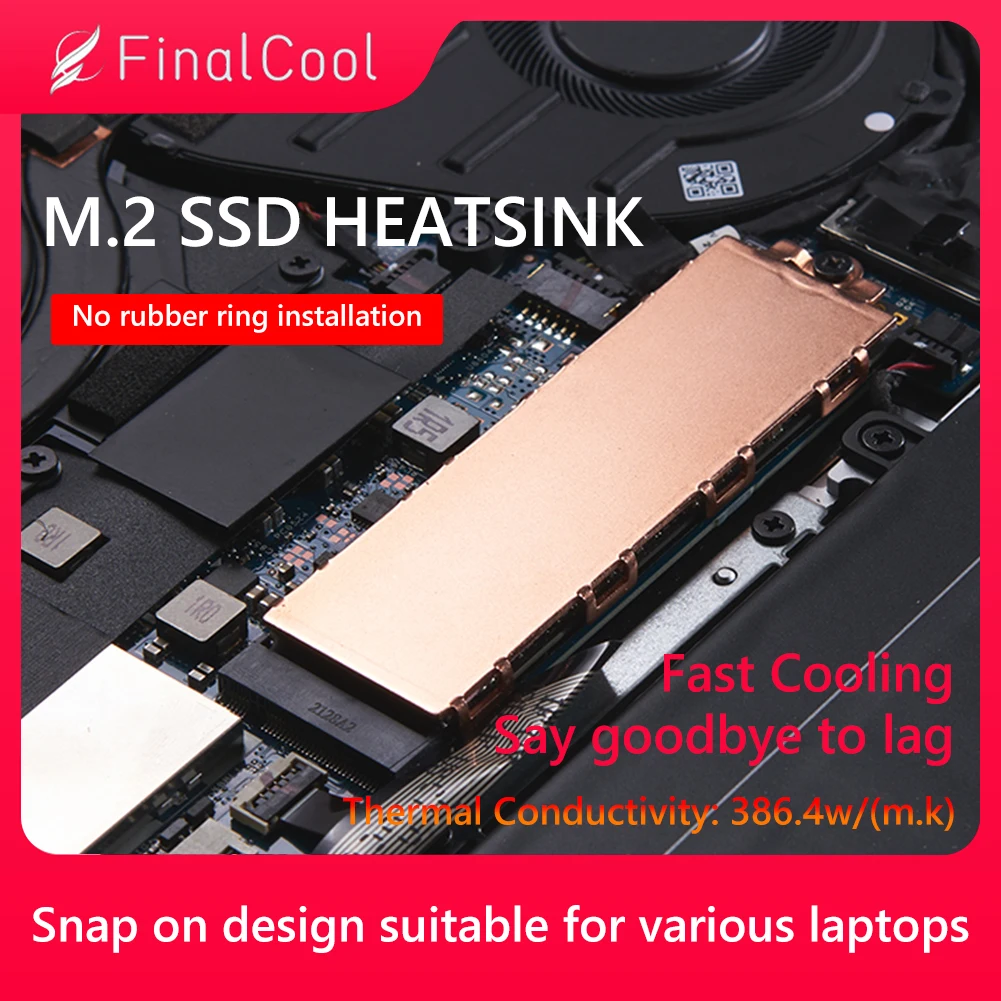 M.2 SSD Heastink NVME NGFF M.2 2280 Solid State Hard Disk Copper Cooler Solid State Disk Radiator for Computer Laptop Desktop