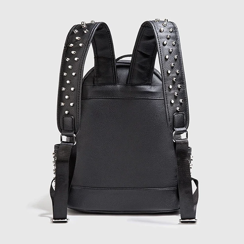 2025 nova marca de moda rebite homens mochila jacaré padrão couro à prova dwaterproof água saco viagem casual livro masculino bolsa para portátil mochilas