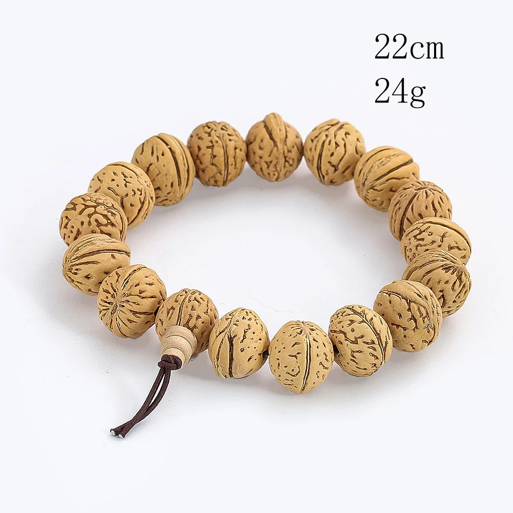 Natural Walnut Juglans Peach Pits Bodhi Seed Spacer Beads Wood Bracelet Buddhism Meditation Rosary Prayer Beads Bangle Jewelry