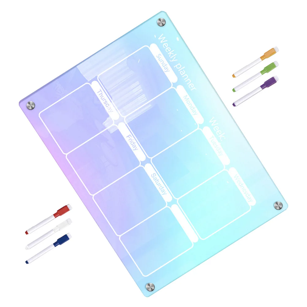 1 مجموعة قابلة لإعادة الاستخدام الاكريليك السبورة لوحة التخطيط الأسبوعية الجافة محو رسالة المجلس للمطبخ الأسرة تذكير الجدول الزمني المقتفي #4