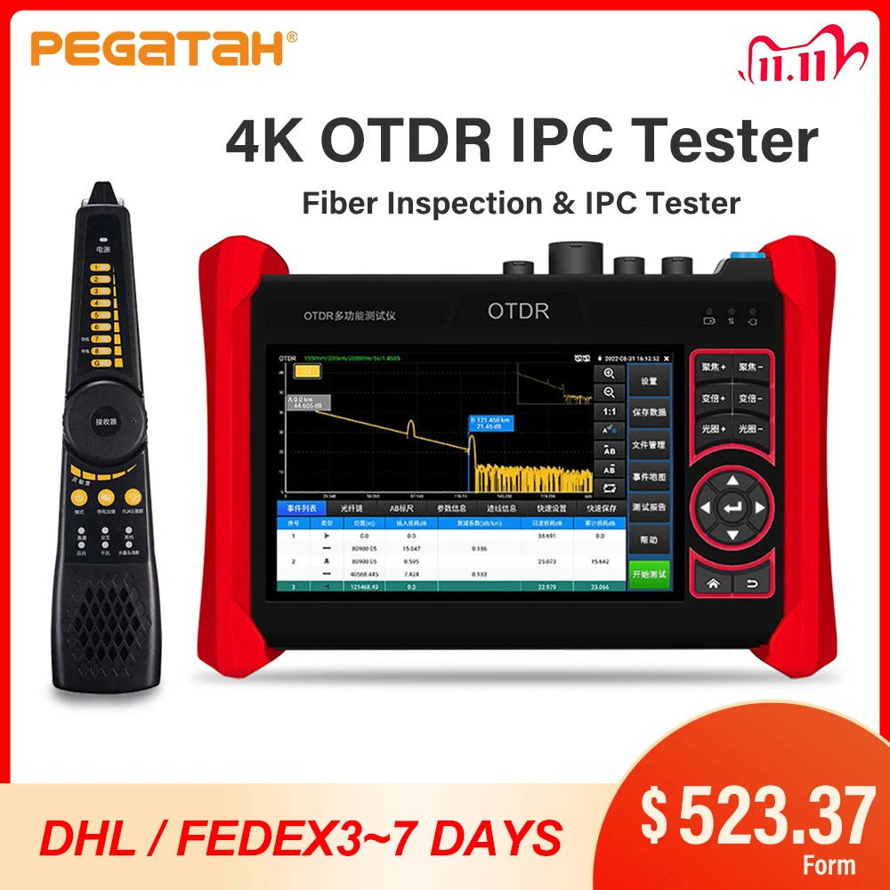 

4K OTDR IP Tester 5.4 in CCTV Monitor 1310/1550nm 1610nm Fiber Multi in 1 Optical Time Domain Reflectometer with OPM OLS VFL Map