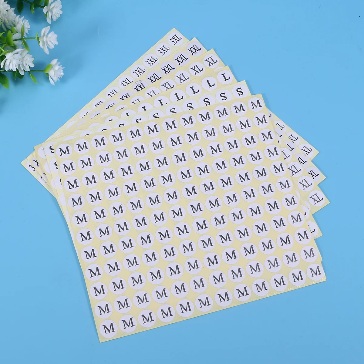 

6 Packs Round Size Self-Adhesive Clothing Labels for Fabric Plastic Paper Bulk S M L XL XXL XXXL Size Label for Inventory