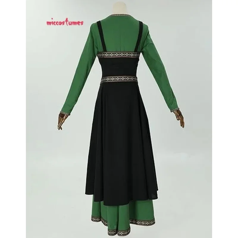 miccostumes 女性のバイキングエプロンレトロドレス中世衣装リネンブレンドオーバードレスブローチベルト付き