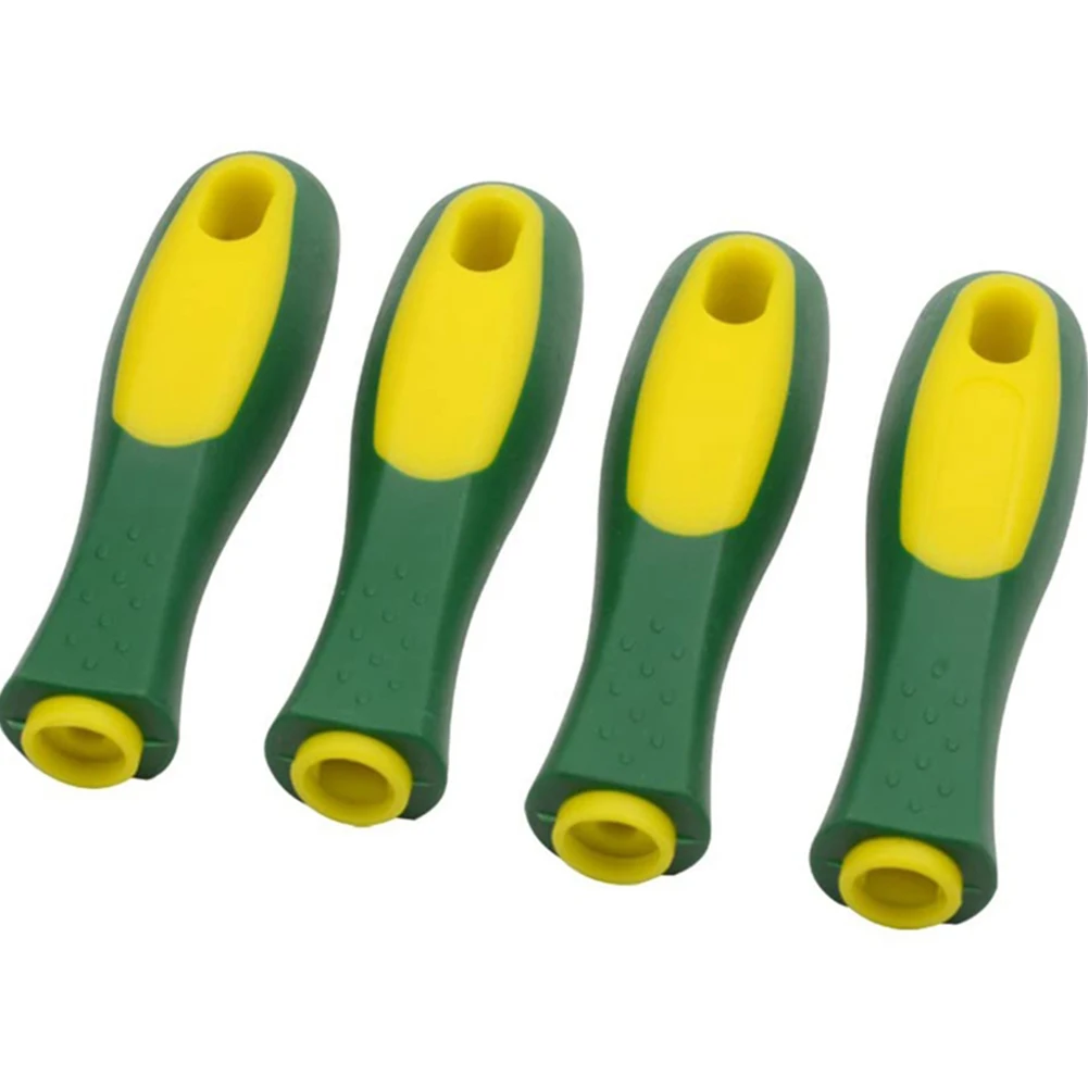 Juego de 4 mangos de goma para limas, suministros para limas, mango de lima redondo/rectangular de 110 mm de longitud para limas de madera, limas de motosierra y martillos.