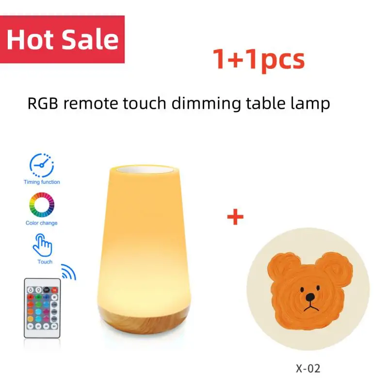 13 Color Changing Night Light RGB Remote Control Touch Dimmable Lamp Portable Table Bedside Lamps USB Rechargeable Night Lamp