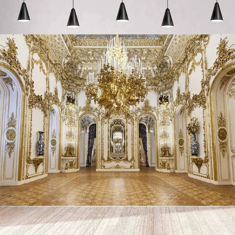 

Luxurious Palace Photography Backdrop For Chandelier Arch Door Noble Hotel Background Wall Banner Poster Kids Adult Photo Booth