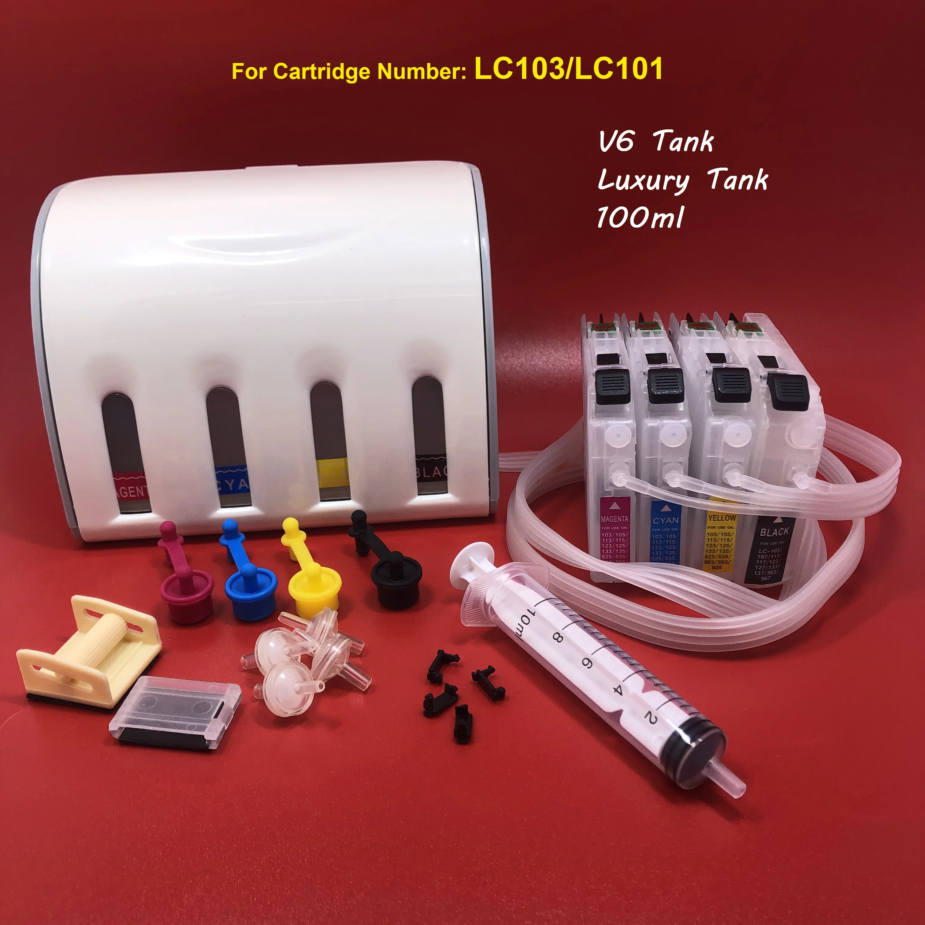 1Set LC103 CISS Ink Cartridge for Brother MFC-J4310DW J4410DW J4510DW J4610DW J4710DW MFC-J245 J285DW J450DW J470DW J475DW J650D