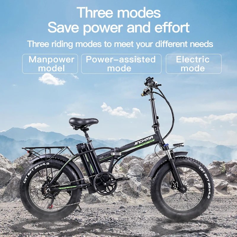 

EU Stock 800W Foldable Electric Bicycle 48V15AH Lithium Battery 4.0 Fat Tire Ebike 20 Inch Men's and Women's Snow Electric Bike