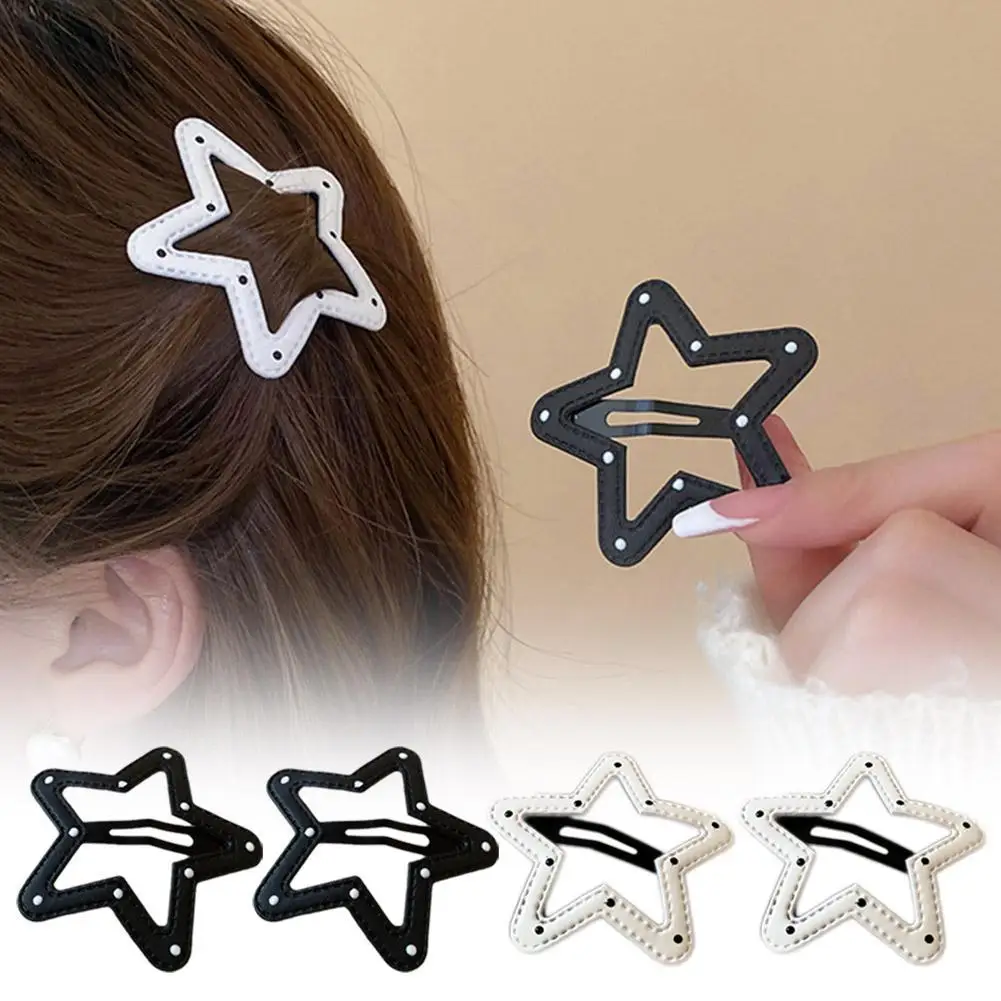 2Pcs/Set Fashion Cute Hollow Star Hair Clips Girl Colorful Hairpin BB Clip Headwear Accessories Gift Headpiece New Style