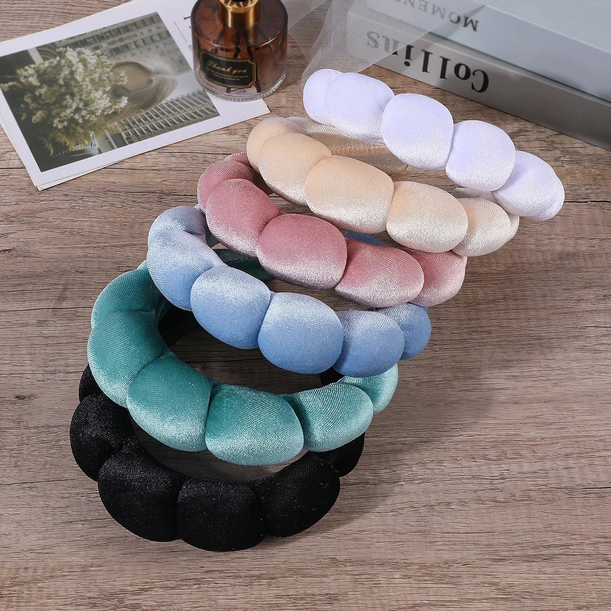 Schwamm-Stirnbänder für Frauen und Mädchen, geschwollenes Haarband, Make-up, Blase, Frottee, Co Spa, Retro-Haarband, Damen-Haar-Accessoires, Kopfbedeckung – Detail 3