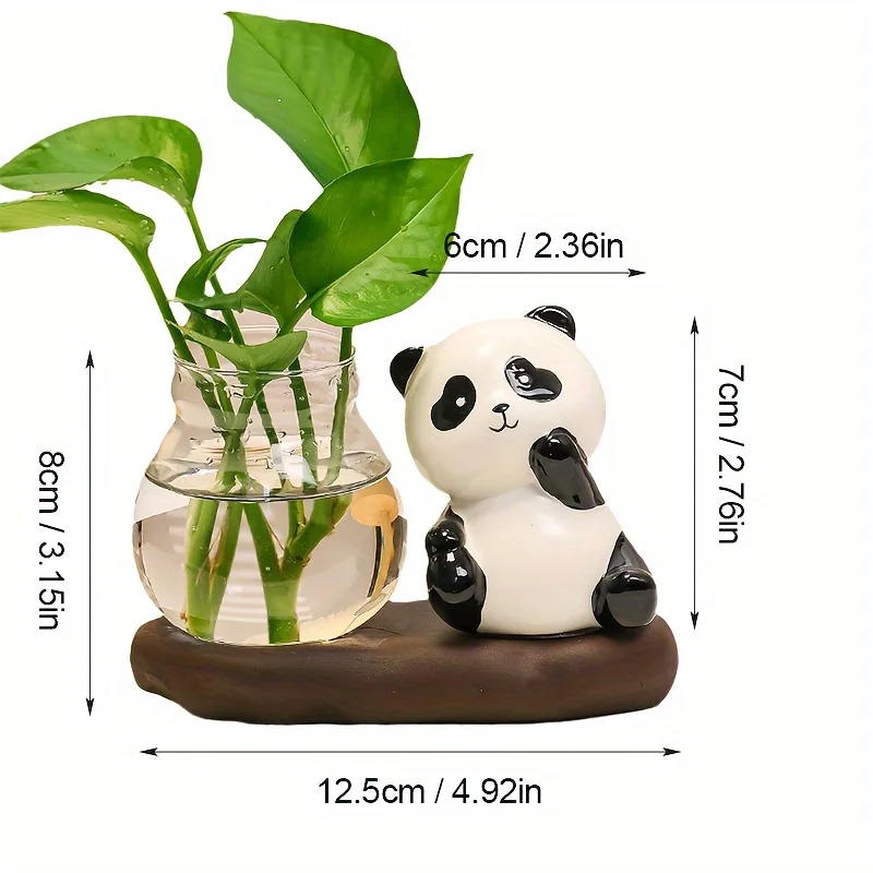 Picture 6: 1 panda hydroponic ornament, cute shape, desktop decoration, easy installation, suitable for desks, offices, etc