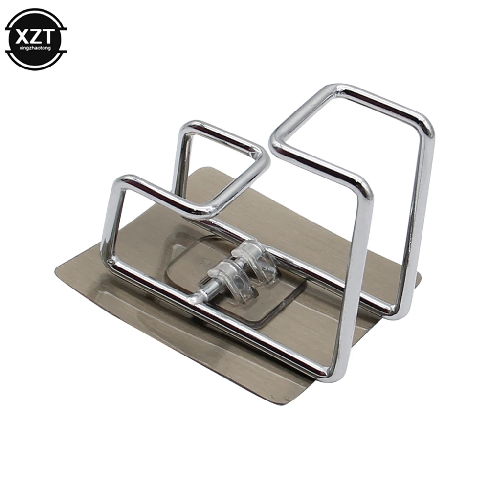 1 Pc Stainless Steel Wash Basin Hook Kitchen Bathroom No Trace Strong Paste Holder Multifunctional Punch-free Iron Storage Shelf