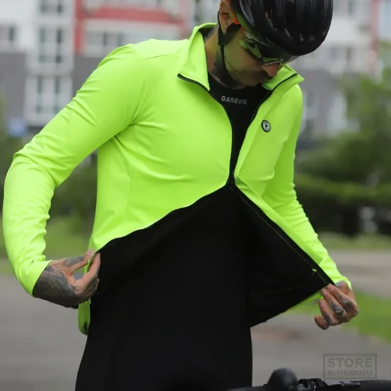 DAREVIE Cycling Man Jacket 10mm Water Resistant Windproof  Keep Warm Thermal  Softshell Winter For 5~15℃ Not Breathable