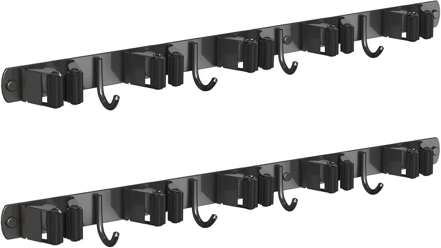 

Набор из 2 настенных держателей для швабр и метел, нескользящие настенные крепления для метел, сверхпрочный органайзер для швабр и метел для кухни и гаража