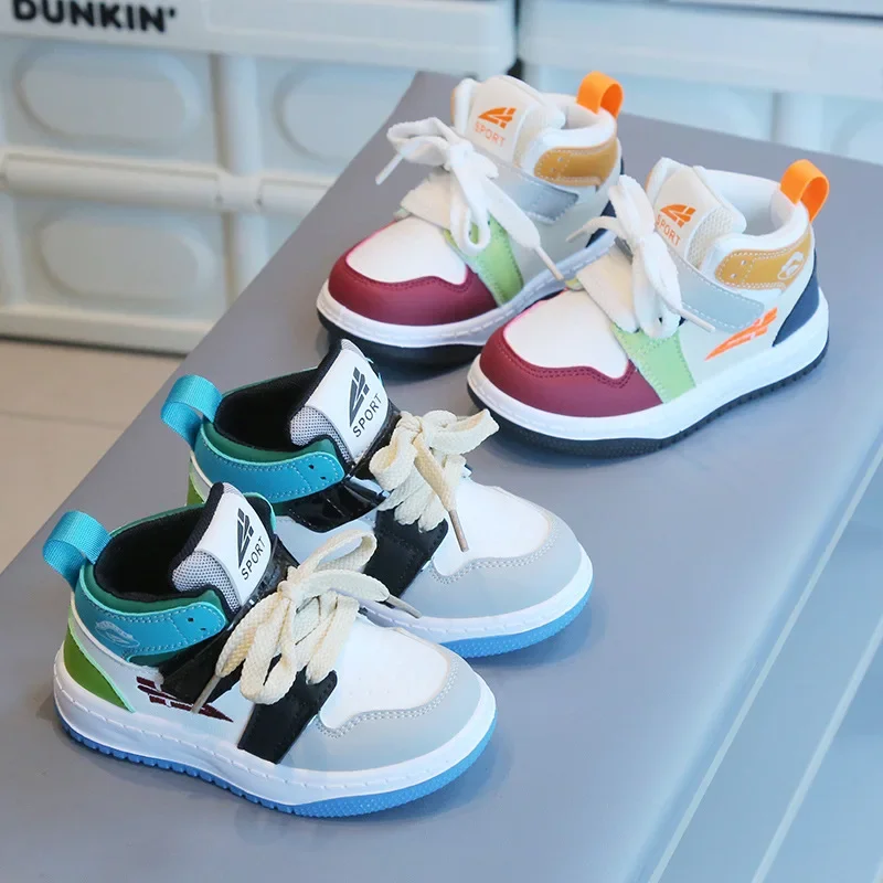 Children 2024 Spring Autumn New Casual Shoes Kid\'s High Top Trend Sports Shoes Boys Girls Cartoon Fashion Board Shoes Sneakers