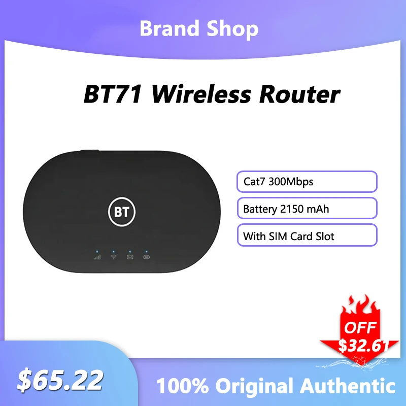 

BT71 Wireless Router Unlock MiFi Portable Modem 4G Cat7 300Mbps Outdoor Pocket WiFi Hotspot With Sim Card Slot Battery 2150 mAh