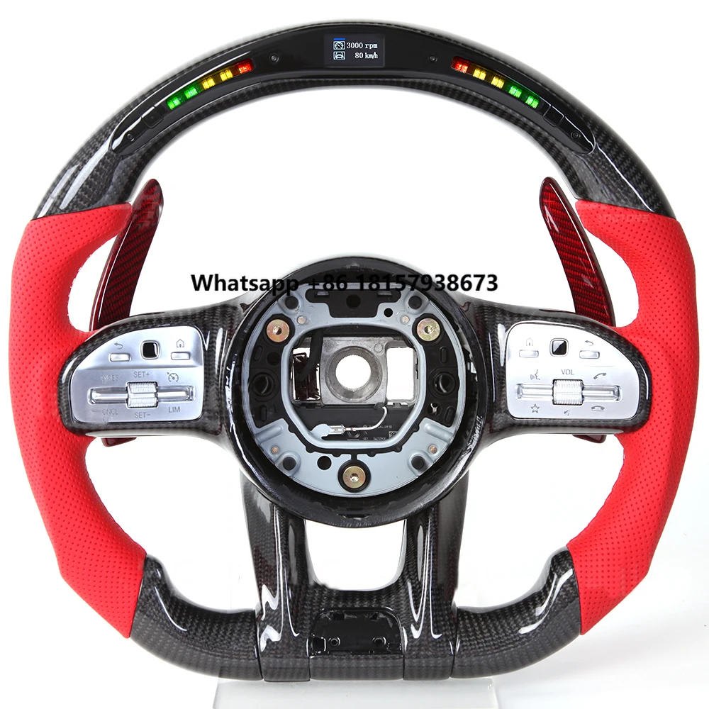 

LED Performance Car Steering Wheel Fit W204 W205 W211 W212 W222 AMG G63 Carbon Fiber Steering Wheel