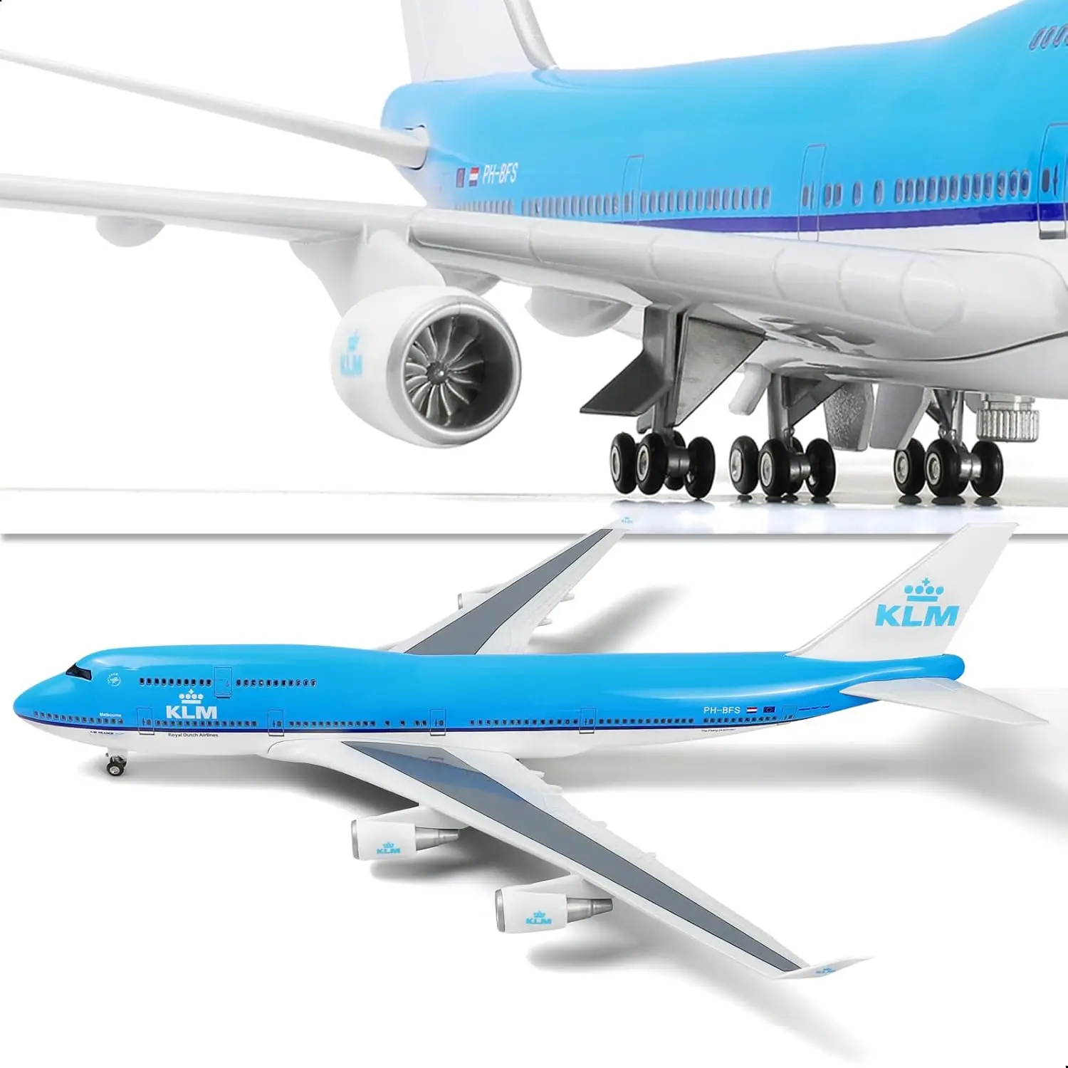 1/160 Scale KLM B747 Die-cast Resin Collectible Aircraft Model Kit with Stand For Display Collection or Aviation Enthusiast Gift