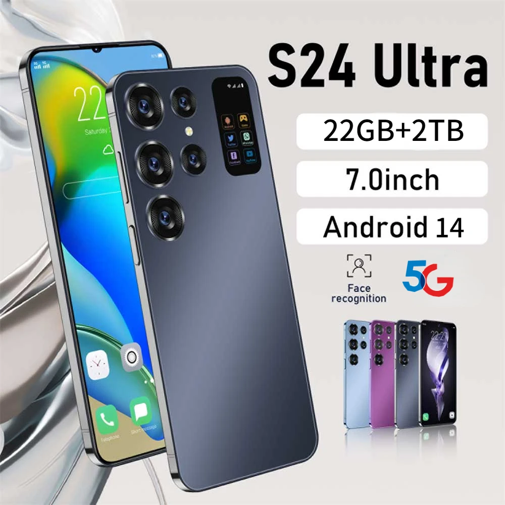 

NEW 2024 Original S24 Ultra Mobile Phones 22GB+2TB Dual Sim Face Unlock Android 14 Cell Phone Smartphone 7000mAh 5G Cellphone