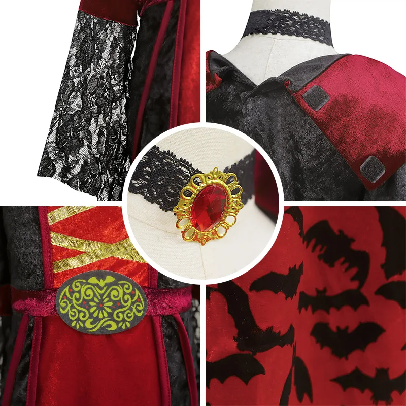 Disfraz de vampiro para niños, disfraz de Halloween, uniformes de fiesta, vestido de Cosplay para niña, ropa de fantasma de Diablo, vestido de