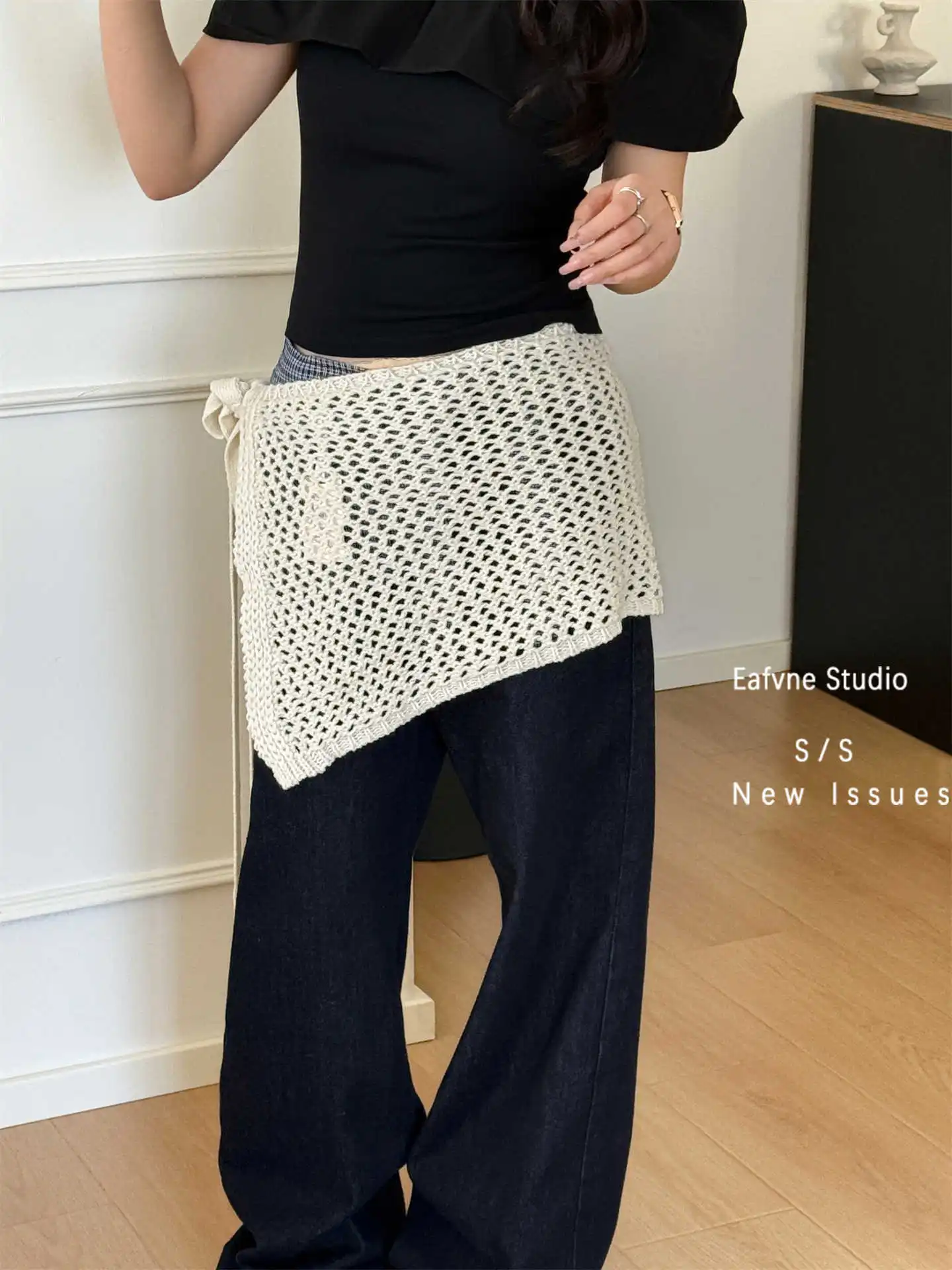 

Корейская модная полая трикотажная юбка для йоги, женская весенне-летняя новая модная однотонная цельная юбка с занавеской